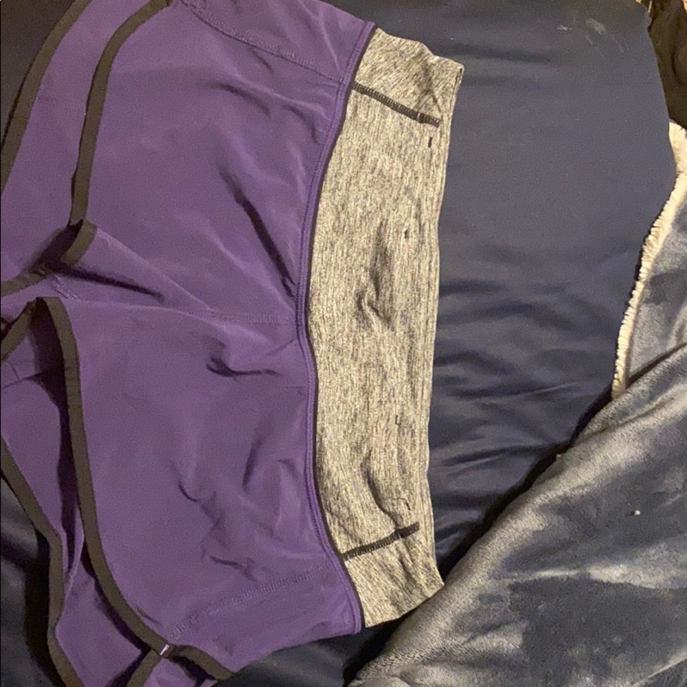 purple and gray lululemon shorts
